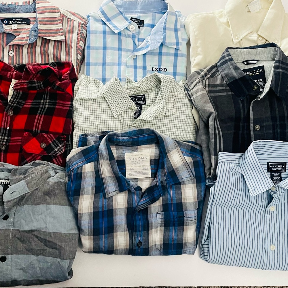 IZOD Blue Plaid boy Shirts bundle